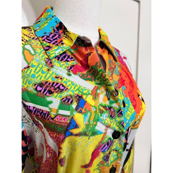 Attitudes by Renee Multicolor Long Sleeve Button Down Midi Dress with Pockets - Picture 8 of 8